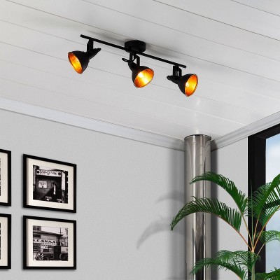 Lampe Plafond Orientable Emer 3 Spots Noir , Eclairage plafond E14