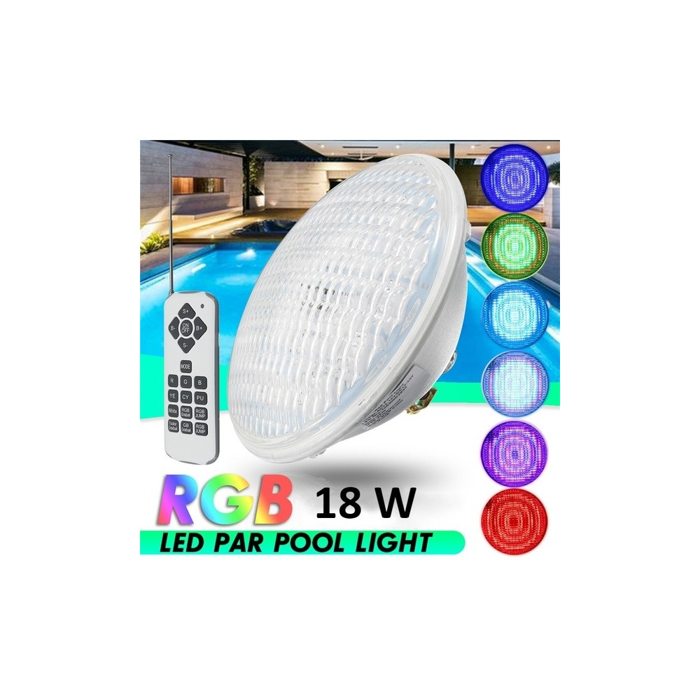 Ampoule LED Submersible PAR56 RGB 18W PC,BMBLL-LD-SMRGBL-PRRGB-18WPC,eclairage piscine,jardin,décoration piscine,