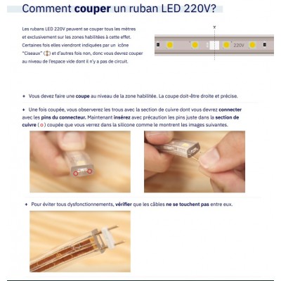 Connecteur Type L Ruban LED SMD 5050 RGB 220V AC RGB coupe tous
