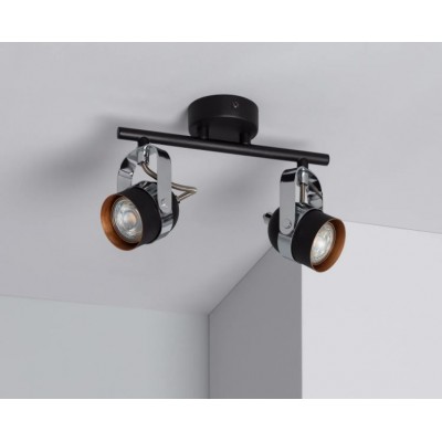 Lampe de Plafond Orientable Sinner 2 Spots Noir . FO-S2XN-GU10 . spot led orientable double