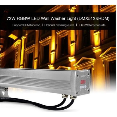 Wallwasher Murale LED RGBW DMX 72W IP66 1000mm MiBoxer, lineaire eclairage monument, eclairage eglise,