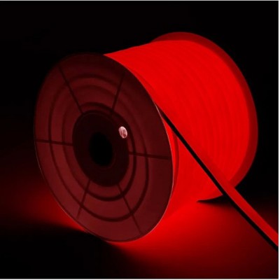 Bobine Gaine Néon LED Flexible Dimmable 7.5W/m 220V AC 120 LED/m 50m Semi-circulaire 180° Rouge IP67 Coupe Tous les 100cm