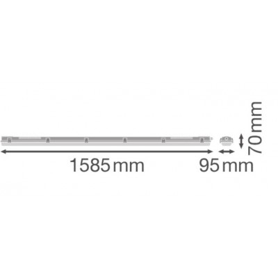 Réglette Étanche pour deux Tubes LED de 150 cm de LEDVANCE , réglette étanche vide 1500 2 tubes ,  reglette vide deux tube ,